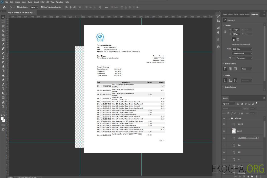 Déclaration de la banque iranienne Sepah xls template